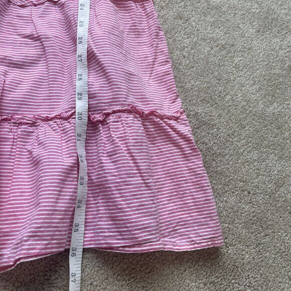 J. Crew Smocked Mini Dress Medium Tiered Pink Striped Ruffle Cottage Prairie - Picture 9 of 9